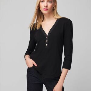 White House Black Market Henley Style Blouse